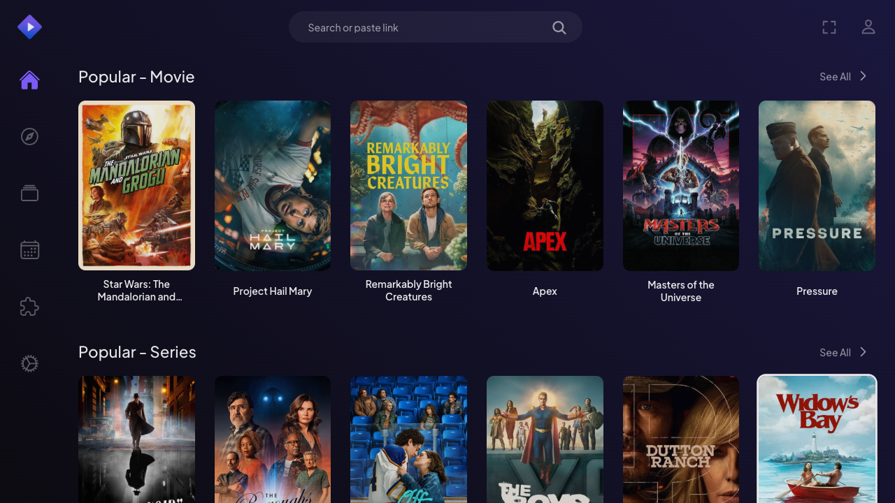 Interfața Stremio pe TV
